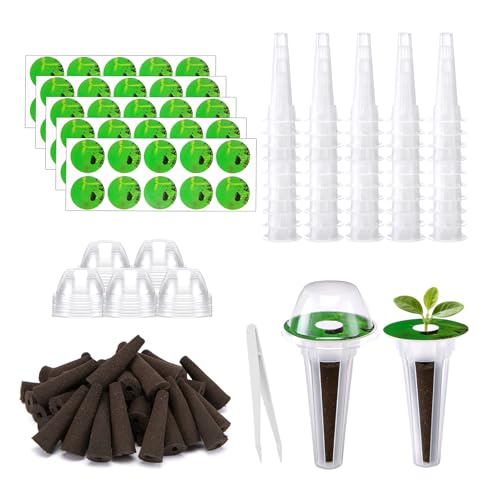 Hydroponic Pods Kit, Compatible with AeroGarden, 201Pcs - size: 201pcs-50 Grow Sponges&Labels&Baskets&Domes