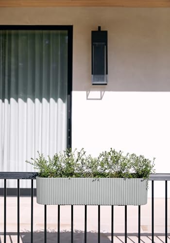 Veradek Demi Series Railing Planter - Round Window Box with Bracket - color: Gray, size: 36 inch - 2 Pack