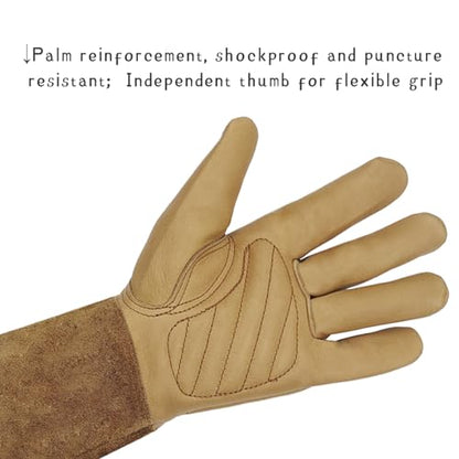 [Clearance promotion] Long Gardening Gloves for Women/Men-Thorn Proof Rose Pruning Gloves, Leather work Gauntlet - size: Large