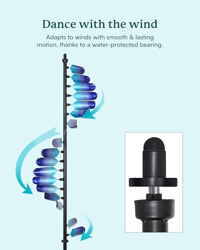 Wind Spinners Outdoor, 93" Large Metal Wind Spinners for Yard and Garden, Kinetic Wind Sculptures & Spinners with Stake, Windmill for Yard Art Decor (Peacock Spiral)