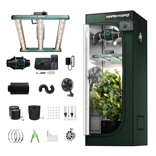 Mars Hydro 2x2 Smart Grow Tent Kit Pro FC-1500 Grow Light Indoor Plants - size: 24" × 24" × 63"