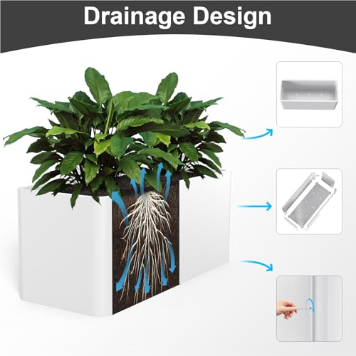 Rectangular Planter for Outdoor Plants 36" L x 15" W x 15" H - color: White