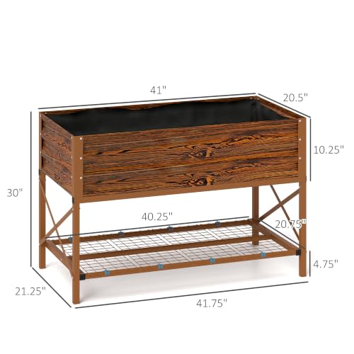 Outsunny Raised Garden Bed with Galvanized Steel Frame, Dark Brown - color: Dark Brown