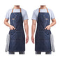 2 Packs Waist Denim Aprons for Restaurant Kitchen Women Waitress Denim Apron - color: Blue Denim Apron 2 Packs