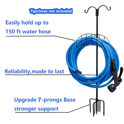 2-Pack Heavy Duty 7-Prong Garden Hose Holder with Dual Hooks - size: 2Pack-65IN-4 Hooks