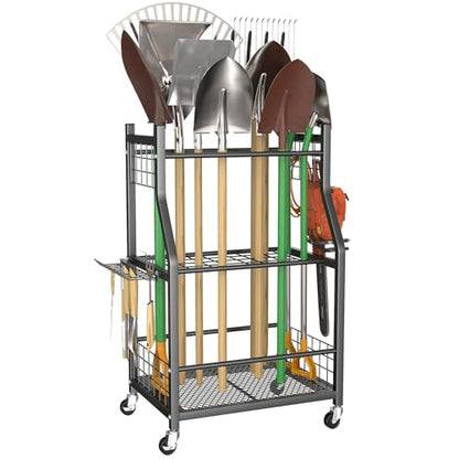 WALMANN Garden Tool Organizer with Wheels, Rakes/Shovels/Yard Tools Stand - style: Medium-stand