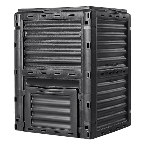 VEVOR Garden Compost Bin 80 Gal, BPA Free Composter, Large Capacity Outdoor Composting Bin with Top Lid and Bottom Door, Easy Assembling, Lightweight, Fast Creation of Fertile Soil - style: 80 Gallon