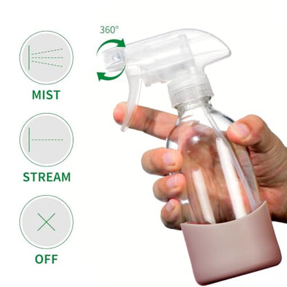 8oz Pink Glass Spray Bottles with Silicone Sleeve–Refillable Spray Bottles - color: Pink