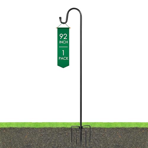 Ottsuls Shepherds Hooks with 5 Prongs Base for Outdoor - 92" Adjustable Bird Feeder Pole for Outside Hanging, Garden, Hummingbird Feeder, Plant Baskets, Solar Light Lanterns, Wedding Decor (1 Pack) - size: 92 INCH, style: A-1 Pack