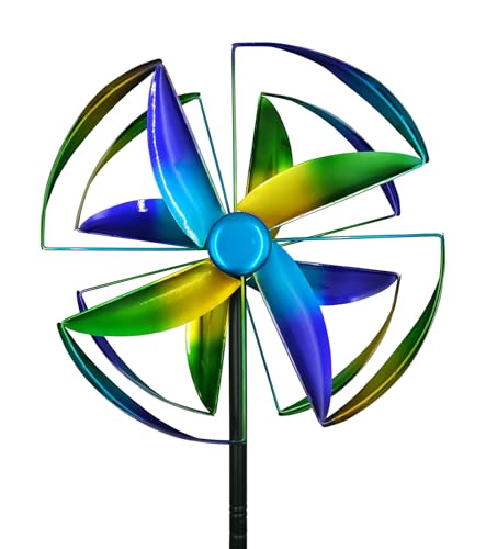 Wind Spinner Outdoor, 63" Double-Sided Metal Yard Decor