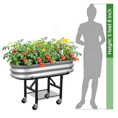 Self-Watering Raised Garden Bed with Legs, Wheels, and Foldable Stand