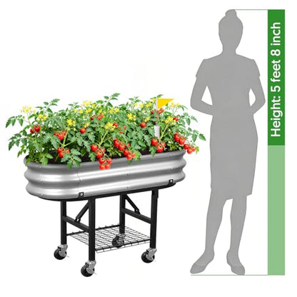 Self-Watering Raised Garden Bed with Legs, Wheels, and Foldable Stand