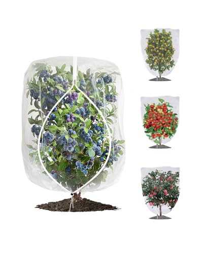 4 Pack Fruit Tree Netting with Zipper & Drawstring, 2.6 x 3.2 Ft Reusable Blueberry Bush Netting Cover, Durable Bird Netting for Vegetables, Trees, Bushes in Garden - color: 4, size: 2.6 x 3.2 Ft
