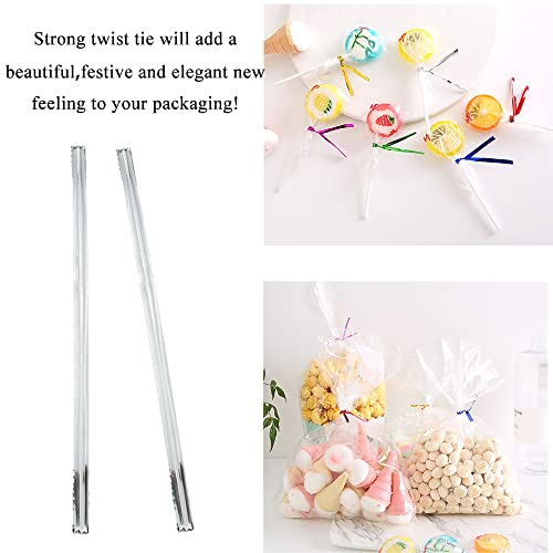 HAHIYO 300Pcs 4 Inches Silver Metal Twist Ties for Bread, Candy, Coffee, Plant Garden, Cellophane Treat Bags, Gift Wrapping, Halloween Party, Cake Present, Art Crafts - color: Silver, size: 4 Inches