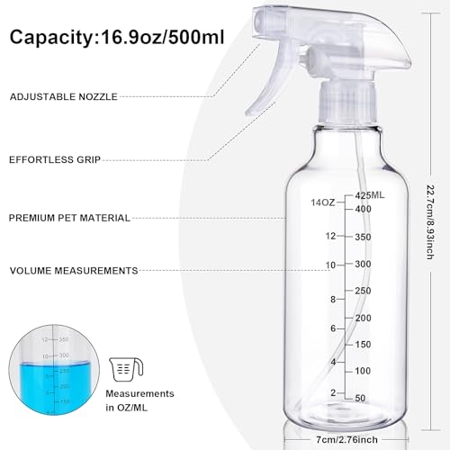 Plastic Spray Bottle, Clear-scale, 16.9oz, 2 Pack - color: Clear-scale