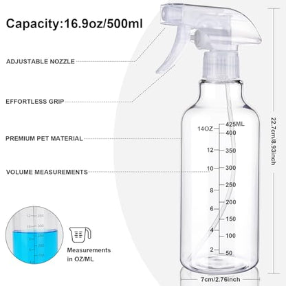 Plastic Spray Bottle, Clear-scale, 16.9oz, 2 Pack - color: Clear-scale