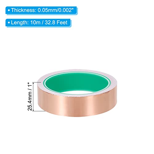 PATIKIL Copper Foil Tape 1 Inch x 33 Feet 0.05mm Thick Double Sided Conductive Adhesive EMI Shielding for Electronics, Circuits, Grounding - size: 1 Inch x 33 Feet