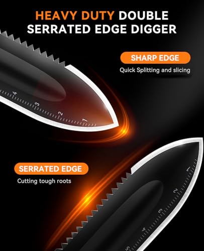 SUNPOW Metal Detector Shovel, Heavy Duty Double Serrated Edge Digging Tool