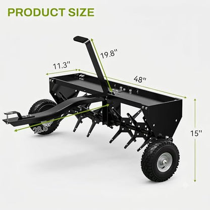 48in Tow Behind Plug Aerator w/32 Galvanized Coring Knives, Universal Hitch