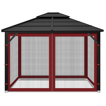 Gazebo Replacement Mosquito Netting for Patio, 10x10 ft, Red - color: Red, size: 10x10