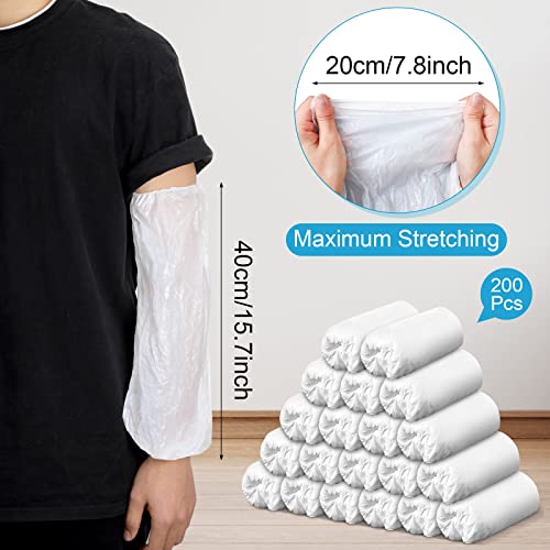 Yinder 200 Pcs Plastic Disposable Sleeves Arm Protectors Bulk - color: Milky White