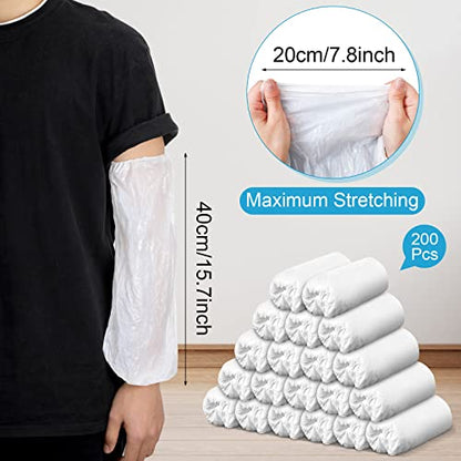 Yinder 200 Pcs Plastic Disposable Sleeves Arm Protectors Bulk - color: Milky White