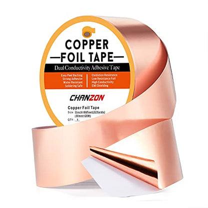 CHANZON Copper Foil Tape 50mm 2inch x 66ft Double Sided Conductive Adhesive - size: 8) 2inch x 66ft