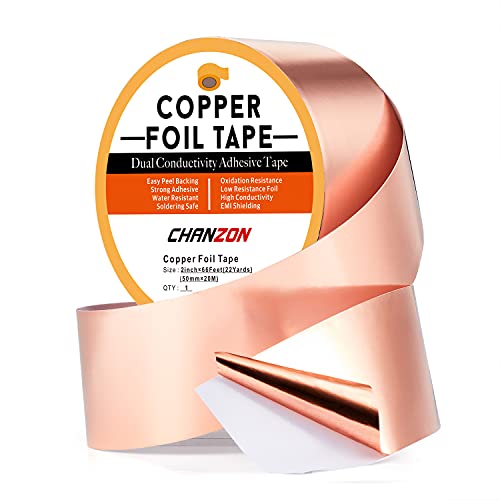 CHANZON Copper Foil Tape 50mm 2inch x 66ft Double Sided Conductive Adhesive - size: 8) 2inch x 66ft