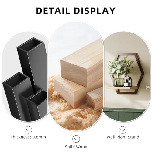 2 Pack Hexagon Wall Plant Stands, 9 Inch Wood Shelf Coffee - color: 2 pack coffee