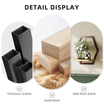 2 Pack Hexagon Wall Plant Stands, 9 Inch Wood Shelf Coffee - color: 2 pack coffee