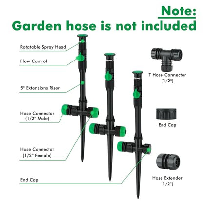 RESTMO Sprinklers for Yard, Above Ground Irrigation Garden Sprinkler System - color: Green, size: 2 Pack