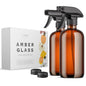 LiBa Amber Glass Spray Bottles 2 Pack 16oz Refillable Adjustable Nozzle