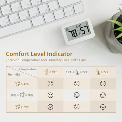 DOOMAY Mini Hygrometer Indoor Thermometer Digital Humidity Monitor 2-Pack - color: White