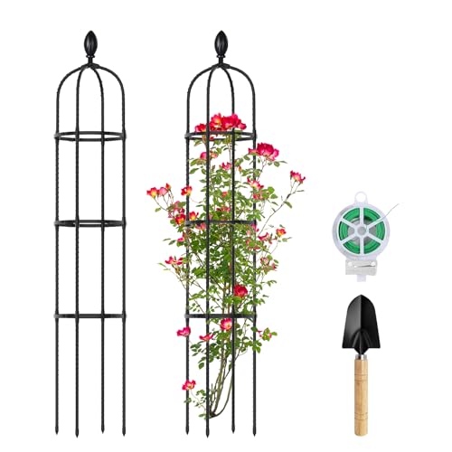 2 Pack 5Ft Tall Garden Obelisk Trellis for Climbing Plants Outdoor - size: 5 Ft（2Pcs）