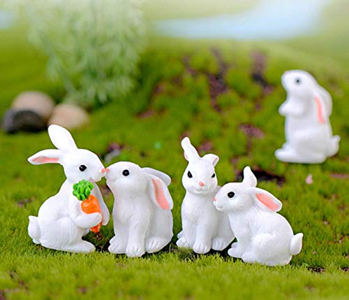 16 Pcs Fairy Garden Miniature Rabbit Figure Mini Bunny Figurines Miniature Animal Rabbit Figures, Rabbit Cake Topper Decoration Desktop Decor