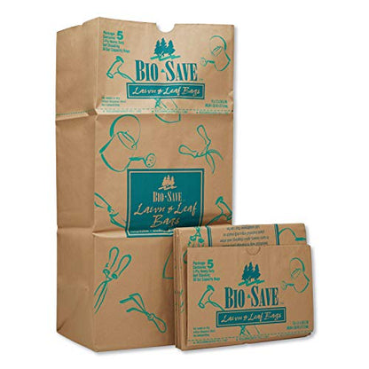 Lawn and Leaf Bags, 30 gal, 16" x 35", Kraft, PK50