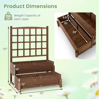 HAPPYGRILL Raised Garden Bed with Trellis & Legs