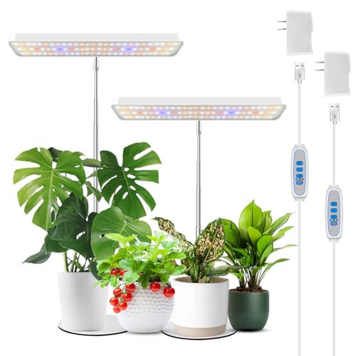 Wiaxulay Plant Grow Light, 11in Full Spectrum for Indoor Plants with Base - size: 2 Pack(White)