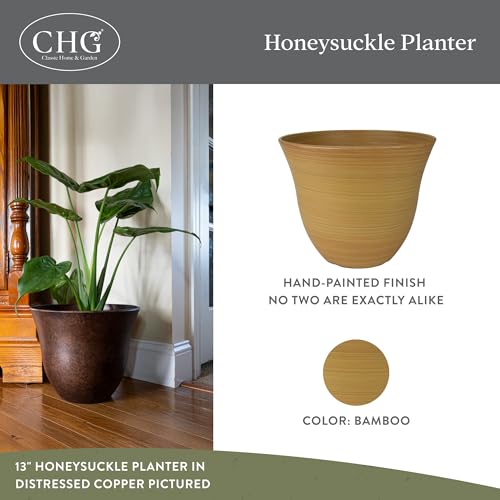 13" Honeysuckle Planter in Bamboo - color: Bamboo, size: 13"