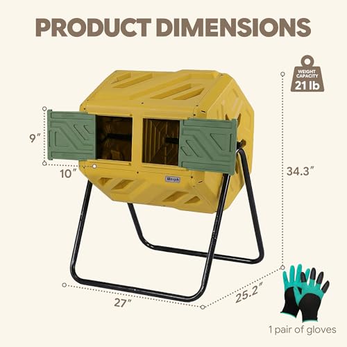 Werph 43 Gal Outdoor Compost Bin for Garden & Kitchen Waste, Yellow - color: Yellow