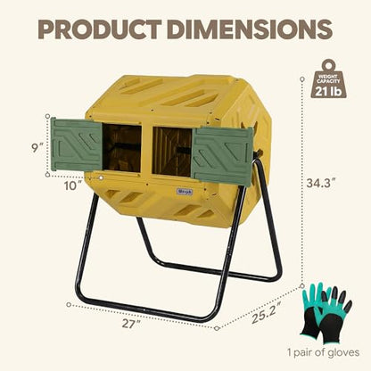 Werph 43 Gal Outdoor Compost Bin for Garden & Kitchen Waste, Yellow - color: Yellow