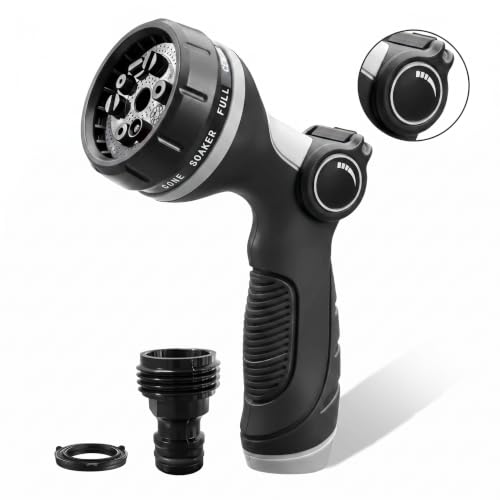 Garden Hose Nozzles,Hose Spray Nozzle with Adjustable 10 Watering Patterns - color: Black