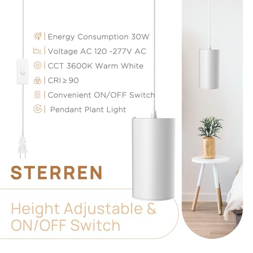 STERREN LED Grow Light, Plug in Plant Lights for Indoor Growing - color: White