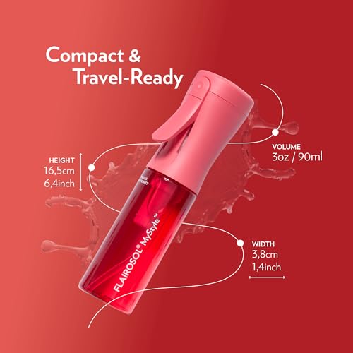 FLAIROSOL MyStyle Travel Continuous Spray Bottle, 3.04oz/90ml, Pink - color: Pink, style: 1 Pack