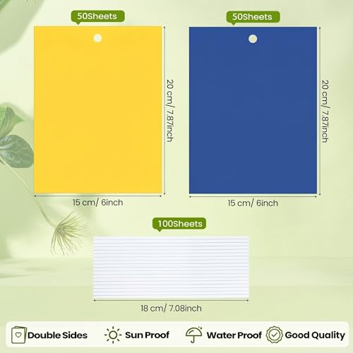 Qualirey 100 Pcs 6x8 Inch Yellow Blue Sticky Traps for Gnats - color: Yellow,Blue