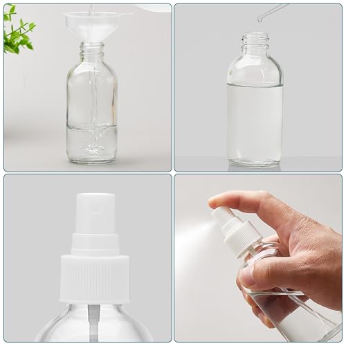 Clear Glass Spray Bottles 4 oz, Small, Fine Mist, 4 Pack