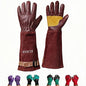 Cow Leather Adjustable Thorn Proof Gardening Gloves - color: Brown, size: Medium