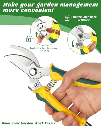 EWPJDK 3 Pack Garden Pruning Shears Scissors Clippers (Yellow) - style: Anvil