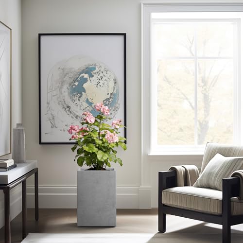 Kante Large Tall Square Pale Gray Concrete Planter 19" H, Outdoor - color: Natural Concrete, size: 18.5" H