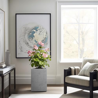 Kante Large Tall Square Pale Gray Concrete Planter 19" H, Outdoor - color: Natural Concrete, size: 18.5" H